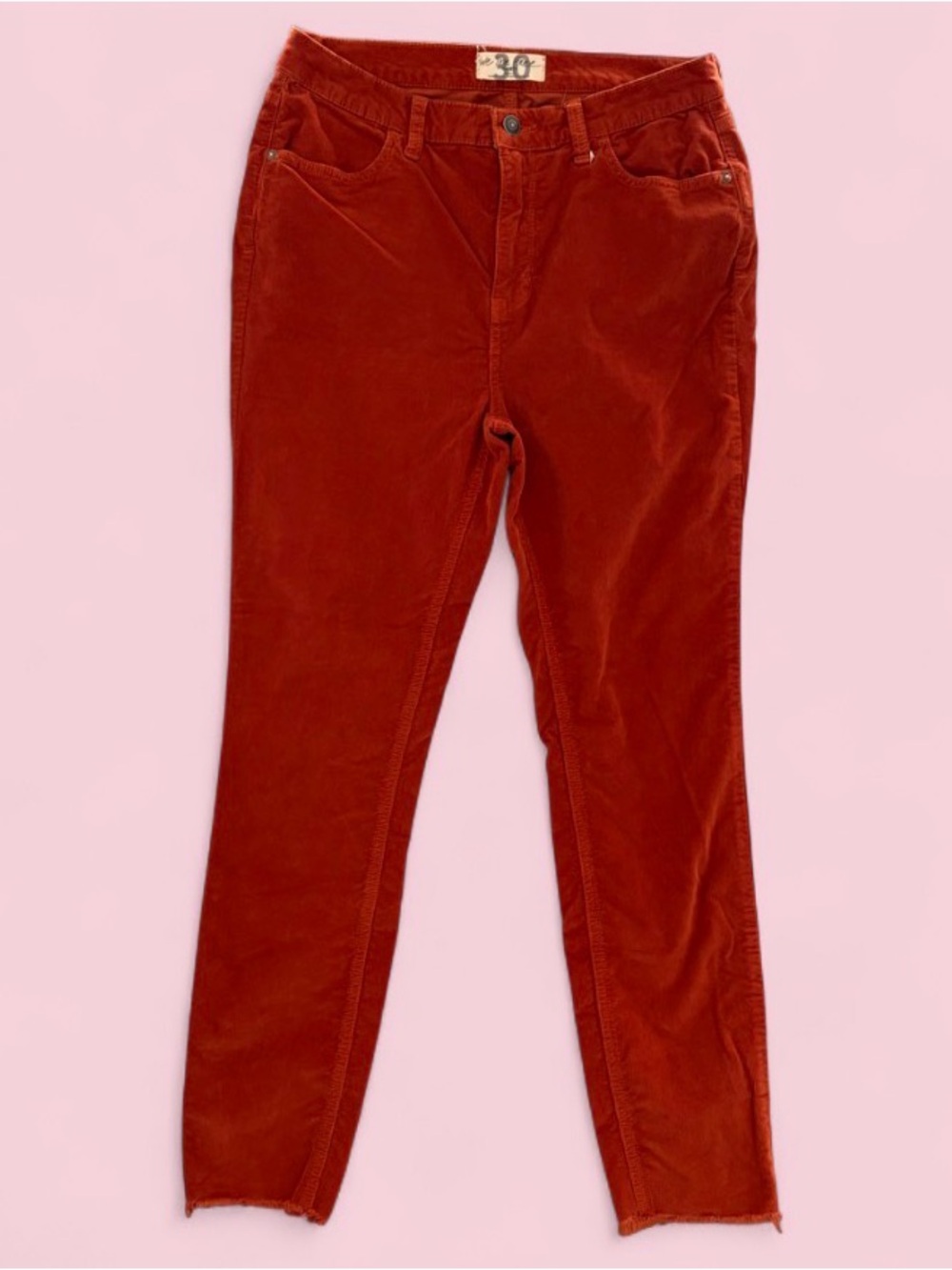 We The Free Free People Burnt Orange Raw Hem Corduroy Pants Size 30